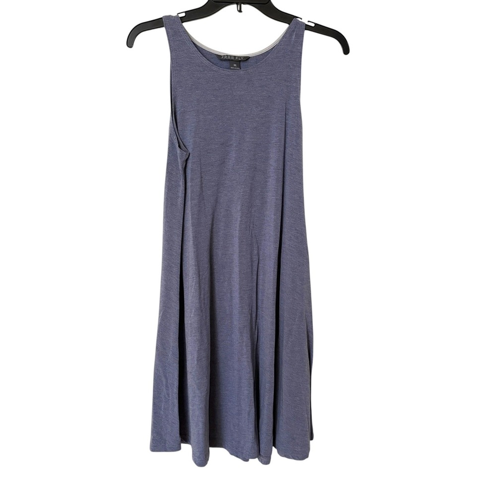 Free Fly Womens M Tank Dress Blue Bamboo Blend Sleeveless Casual Travel‎ Summer